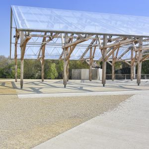 ETFE cover on a wood structure.